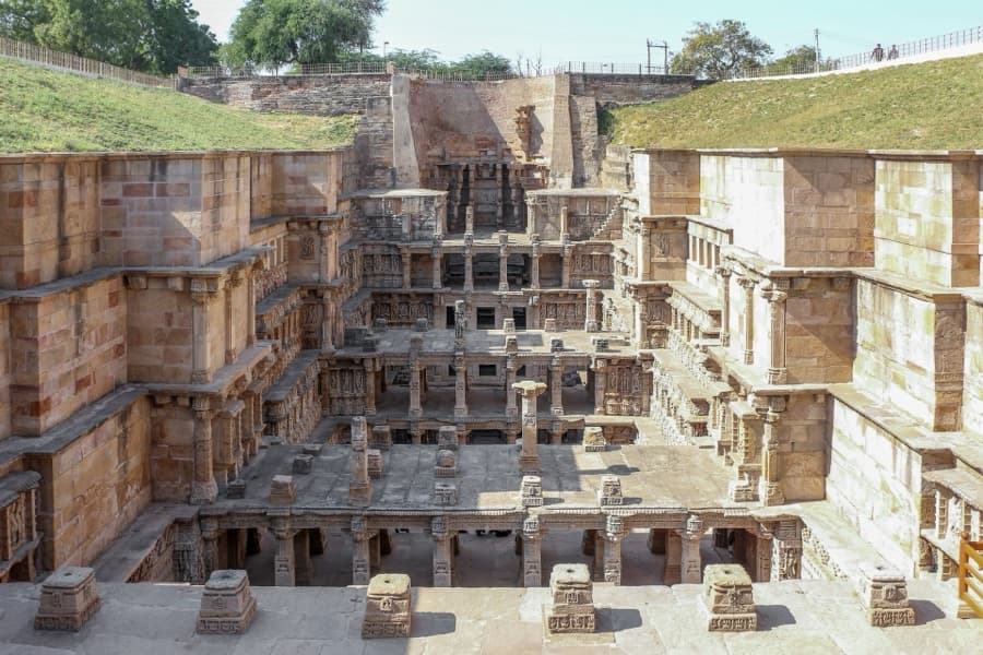 The carved sandstone storeys of the Rani ki Vav stepwell